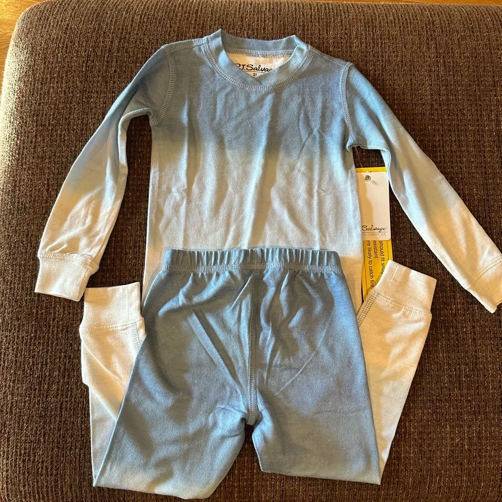 P.J. SALVAGE kids Pajama Set Denim Ombre Crew Neck Elastic Waist Pull On